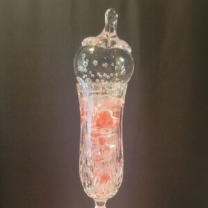 "Romance", Glitter Resin In Crystal Or Glass Champagne Glass W/ Strawberry Top
